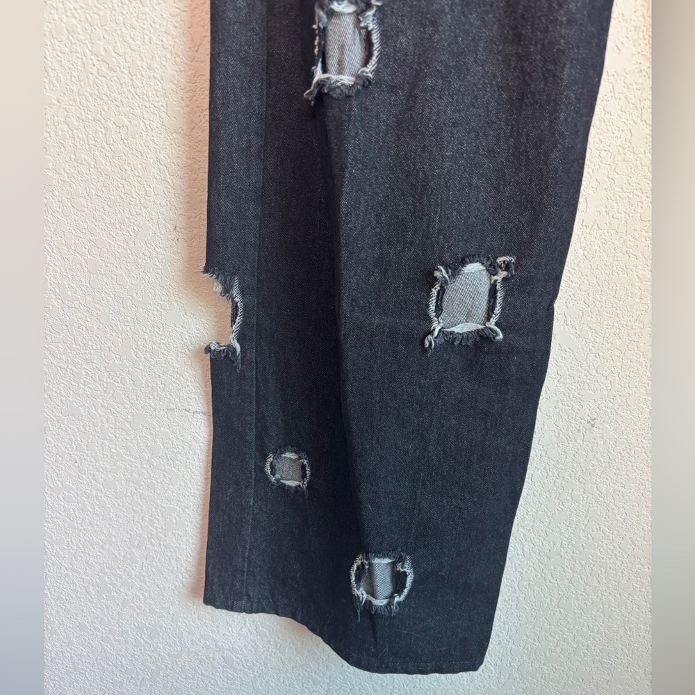 Rejina Pyo Mia Reworked Distressed Cut Out Wide Leg High Rise Relaxed Jeans 10 - Picture 3 of 10